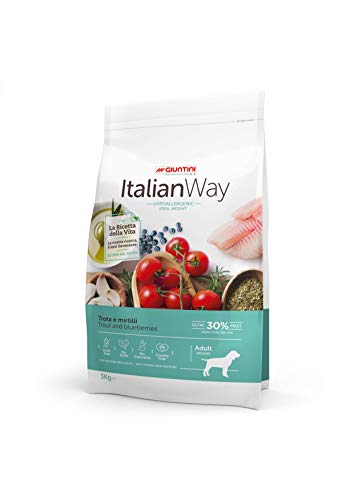 Italian Way - Comida para Perros hipoalergénica Ideal Weight Trota y arándanos – Adulto – Mediano – 1 Bolsa
