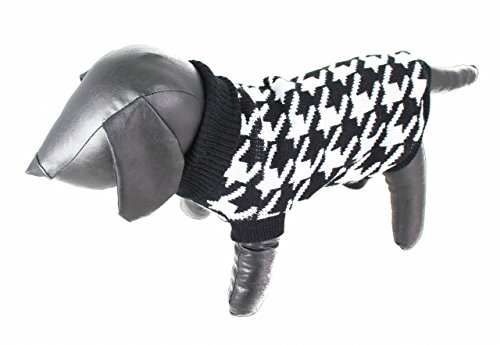 Jersey para perro, bonito diseño de cuello alto, lana, color blanco y negro