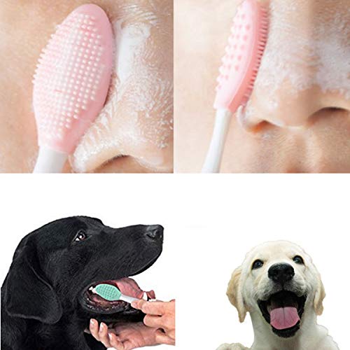 JIZUUU - 5 cepillos de Dientes para Perro, de Silicona, Doble Cara, Cepillo Dental para Mascotas, multifunción, Cepillo de Limpieza Facial