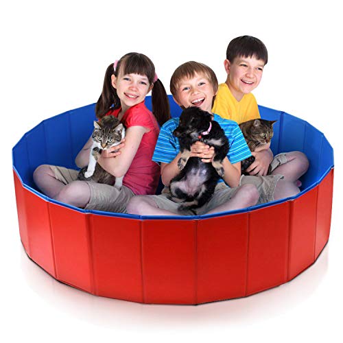JJOBS Piscina para Perro Bañera Plegable para Perros Gatos Mascotas, Natacion al Aire Libre, Material de PVC -Rojo (XL:160 * 30CM)