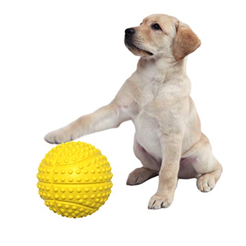 Juguete para mascotas de 8 cm de caucho natural duradero para baloncesto, béisbol, forma de pelota pequeña para entrenamiento de perro masticando juguetes para mascotas con sonido chirriante