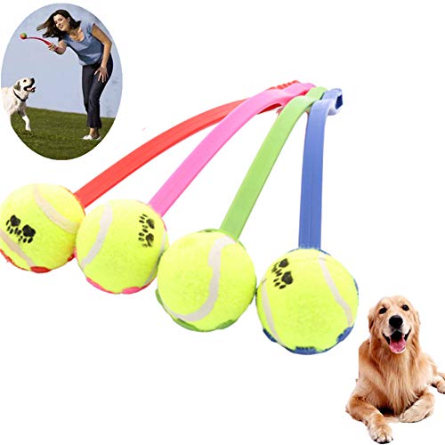 Juguete para Mascotas Perro Bola Pelota de Tenis Tíralo Lanzador Perro Bolas Duro Juguete de Entrenamiento y Juego de Perros Interactivo Bola DE