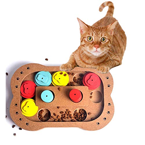 Kuiji Pet Intelligence Juguete interactivo divertido para esconder y buscar alimentos tratados de madera para mascotas y cachorros de hueso juguete para perros y gatos (hueso de mascota)