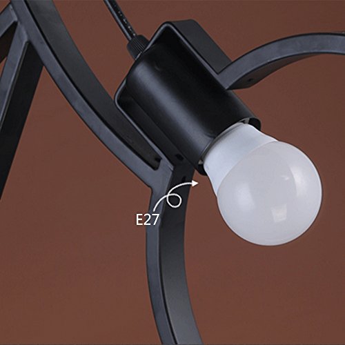 Lámpara de techo sencilla hierro creativo Negra bicicleta Kleine Candelabros E27 LED Fuente de luz φ31 cm × 67 cm Personalidad colgante lámpara de estudio Bar Coffee Shop Bar Luces