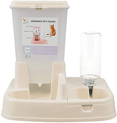 LLDKA Alimentador del Agua de alimentación de Mascotas, dispensador de Agua automático de Comida para Perros tazón extraíble Comedero automático,Blanco