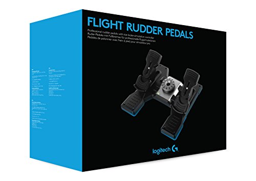 Logitech G Saitek Pro Flight Rudder Pedals, Timón/Pedales para Vuelo y Freno para Simullación de Vuelo, Centrado Automático, Tensión Ajustable, USB, PC, Color Negro