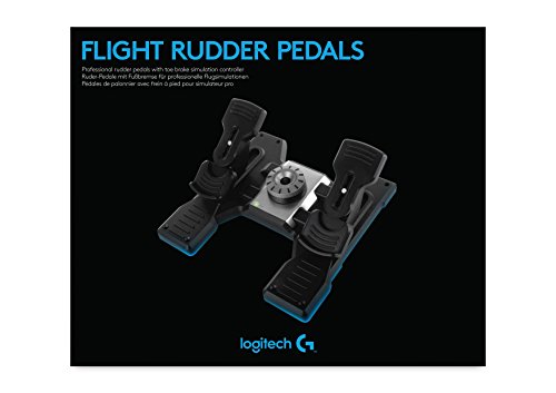 Logitech G Saitek Pro Flight Rudder Pedals, Timón/Pedales para Vuelo y Freno para Simullación de Vuelo, Centrado Automático, Tensión Ajustable, USB, PC, Color Negro