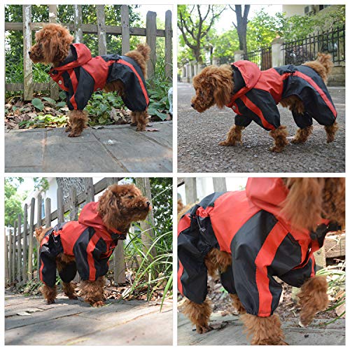 Lovelonglong - Chubasquero con capucha para perro pequeño, impermeable, con capucha, transpirable, 4 pies, 4 patas, para perros pequeños, medianos y grandes
