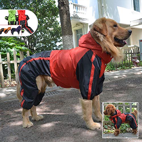 Lovelonglong - Chubasquero con capucha para perro pequeño, impermeable, con capucha, transpirable, 4 pies, 4 patas, para perros pequeños, medianos y grandes