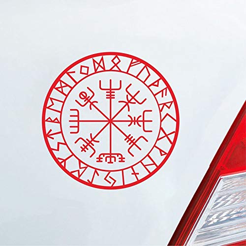 LSMYM Viking Protection Runes Compass Talisman Red Vinyl Decal Car Decor Removable Laptop Vinyl Sticker  Dark Green 19x19 cm