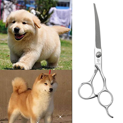 Mangostyle Tijeras de aseo para mascota, gato, perro, gato, tijeras, kit de tijeras de acero inoxidable curvado para cortar y afeitar para mascotas