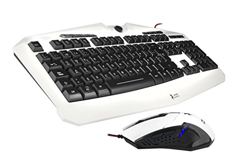 Mars Gaming MCPZE1 - Combo gaming de teclado y ratón (teclado RGB 7 colores, 12 teclas multimedia, layout ES, sensor óptico 2800 DPI, 6 botones gaming) color blanco y negro