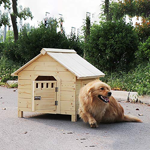 MASP Perreras Mascota Cama Perro Grande Casa de Madera Casa Deluxe Pet Home Interior/Exterior Wood House Gato del Refugio (Color : No Rain Cloth, Size : L)