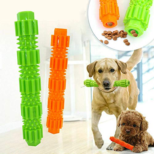 Masticable para perro, juguete de limpieza de dientes de goma para mascotas, color verde large naranja