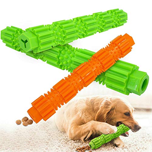 Masticable para perro, juguete de limpieza de dientes de goma para mascotas, color verde large naranja