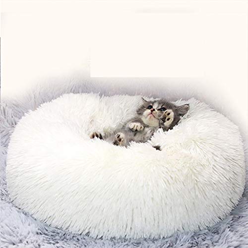 MC.PIG Cat Cama tapizada Cama-Ortopedia Gato Cama Confortable Dona Abrazo del Gato Cama Redonda Super Suave Lavable Auto-Aislamiento Mascota Almohada Cama (Color : Light Gray, Size : 70cm)
