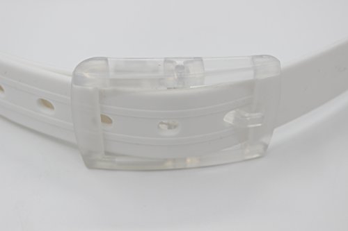 MEISHINE® Unisex Cinturón de Silicona Cinturón de Moda Hebilla de Plástico (Blanco)