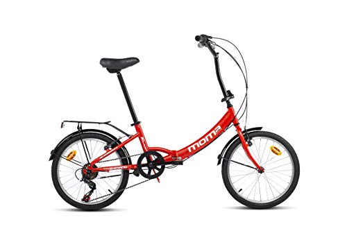 Moma Bikes Bicicleta Plegable Urbana SHIMANO FIRST CLASS 20" Alu, 6V. Sillin Confort, Rojo