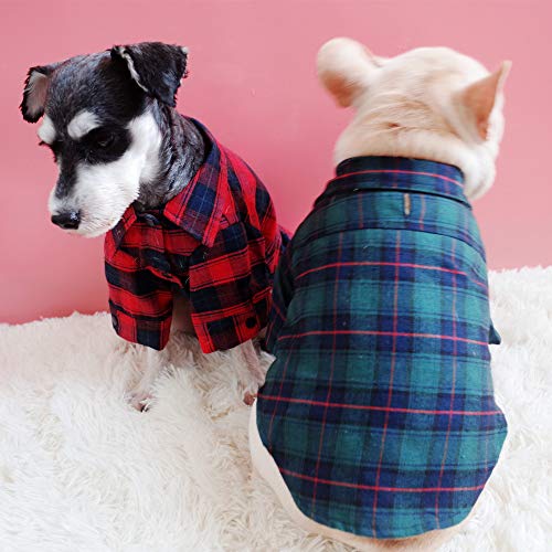 MYYXGS Ropa para Perros algodón a Cuadros Ropa para Perros Camisa de Solapa Moda Novedad Camisa Ropa para Perros Ropa para Cachorros Ley Schnauzer Ropa S