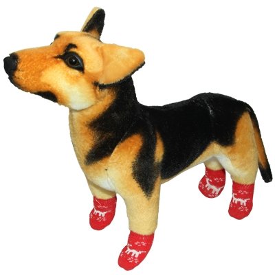 NA Dog Socks Lindo patrón de Ciervos algodón Antideslizante for Mascotas Calcetines de la Navidad, tamaño: L (Rojo)