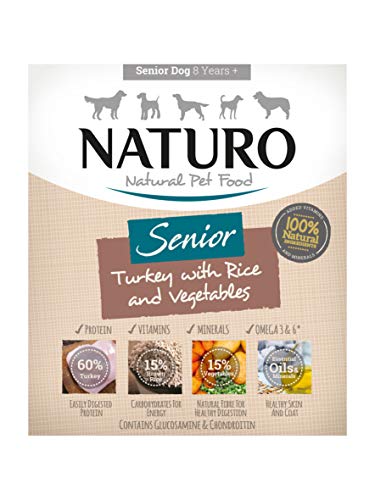 Naturo – Comida para Perros Ancianos con tachino, arroz y Verduras – Paquete de 7 x 400 g – Total 2800 g
