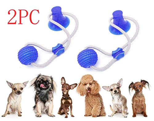 Nifogo Pet Molar Bite Toy ，Juguete Multifuncional para mordedura de Molar Juguete con Ventosa Juguetes para morder para Perros Juguetes para Perros Molar para Mascotas (Azul, 2 pcs)