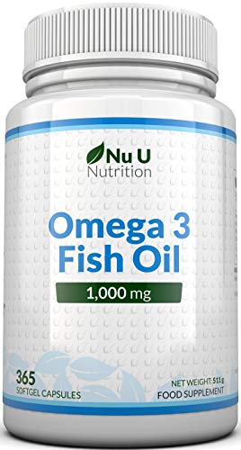 Omega 3 | Aceite de Pescado | 1000 mg | 365 Cápsulas (Suministro Anual) | Complemento alimenticio de Nu U Nutrition