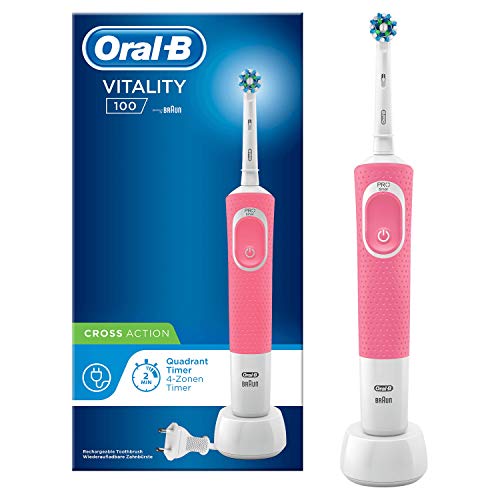 Oral-B Vitality 100 CrossAction - Cepillo Eléctrico, 1 Mango, 1 Cabezal, Rosa