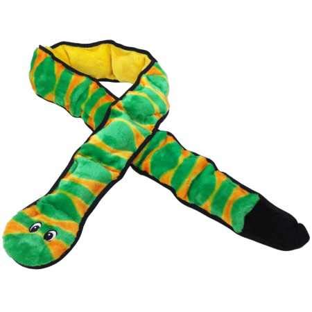 Outward Hound Kyjen 32005 - Serpiente de Peluche sin Relleno, Juguete Resistente para Perros con 12 chirridos, Talla L, Color Verde