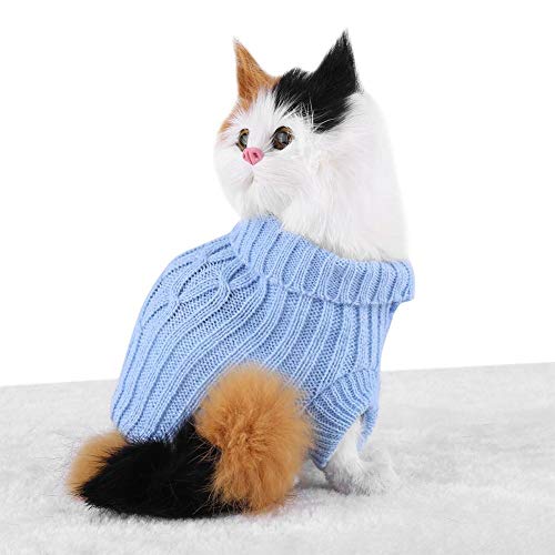 Pangding Suéter para Mascotas, Ropa de Abrigo Abrigada de Invierno, Ropa, Trajes, Ropa para el pequeño Cachorro de Perro, Gato(L-Cielo Azul)