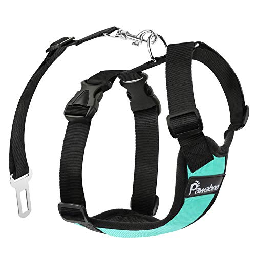 Pawaboo Cinturón De Seguridad de Perro - Adjustable Vest/Harness Car Safety Adecuado para Perros de 11 LBS - 33 LBS, Talla M, Azul