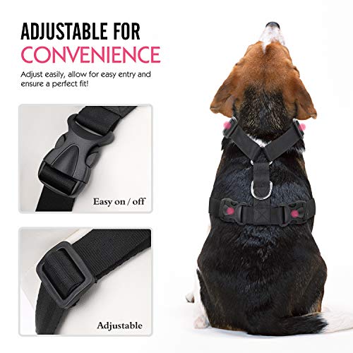Pawaboo Cinturón De Seguridad de Perro - Adjustable Vest/Harness Car Safety Adecuado para Perros de 4.4 LBS - 11 LBS, Talla S, Rojo