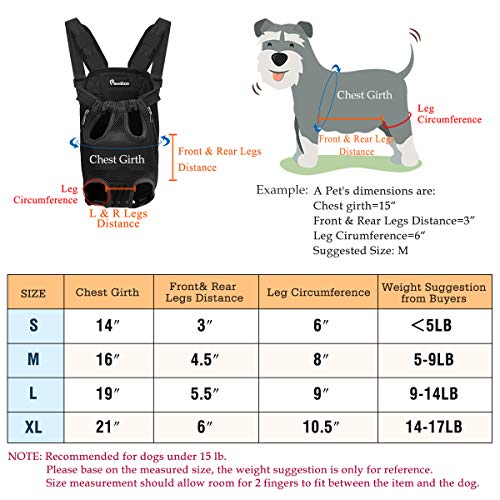Pawaboo Mochila del Perro - Adjustable Bolsa Delantera Pet Front Cat Dog Carrier Backpack/Piernas Afuera & Fácil de Ajustar para Viajar/Senderismo/Camping, Talla M - Rojo