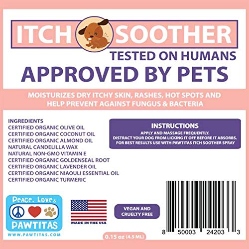 Pawtitas Balsamo para Perro Fabricado para el Alivio de la Comezon y Cuidado de la Piel de su Mascota | Cera para el Tratamiento de la Picazon, la Piel Agrietada y Las Heridas de su Perro - 4,5 ml