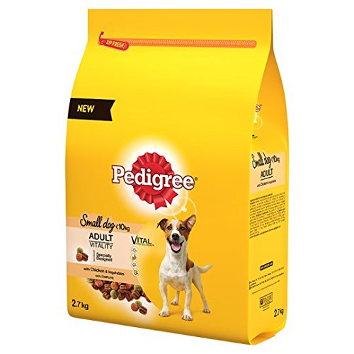 Pedigree Pequeño Comida para perros COMPLETO Seco Con Pollo y Verduras, 2.7kg, paquete de 3