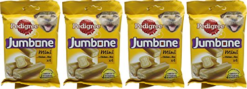 Pedigree - Snacks mini Jumbone para perros (8 Paquetes de 4) (Tamaño Único) (Pollo & Arroz)