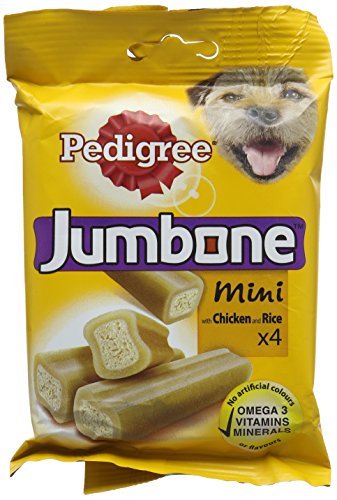 Pedigree - Snacks mini Jumbone para perros (8 Paquetes de 4) (Tamaño Único) (Pollo & Arroz)