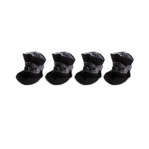 Pennyninis 1 Set (4 Piezas) Zapatos de Perro Impermeable Lluvia Nieve Botas Impermeable Goma Antideslizante Zapatos compatible con Perro pequeño Cachorro (Negro)