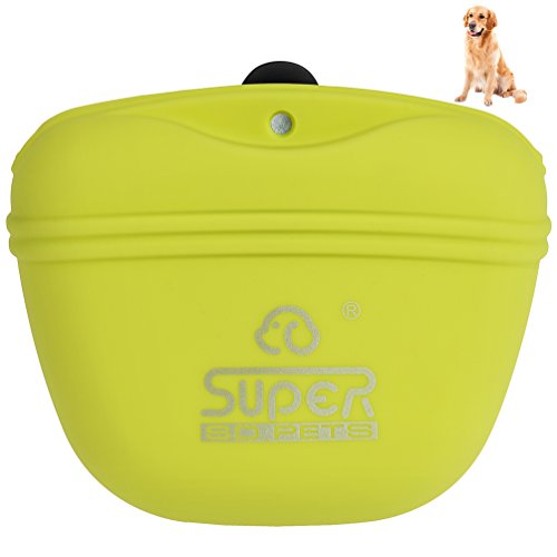 Petacc Bolso portátil de silicona para entrenamiento de perros y bolsa de tratamiento con cierre magnético y clip para la cintura Verde