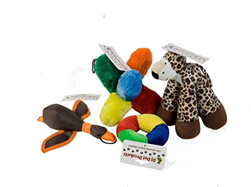 PJ mascota productos Value Pack de 4 suave perro juguetes