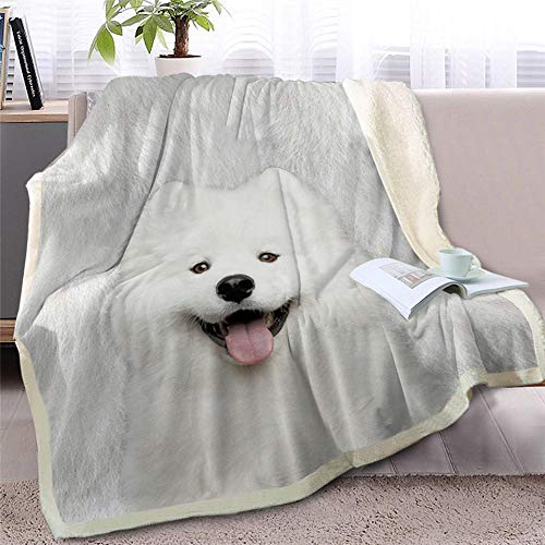 Pmhhc - Manta para perros, blanca, para cama, sofá, piel impresa, suave, manta de sherpa 3D, ropa de cama de animales, cachorro, peluche, edredón fino de estilo-3
