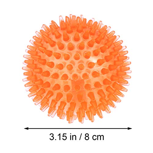 POPETPOP Bola de Spike de 8cm Perro Bola Indestructible Squeaker Ball para Entrenamiento y Limpieza Dental (Naranja)