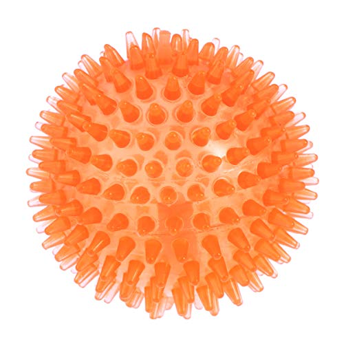 POPETPOP Bola de Spike de 8cm Perro Bola Indestructible Squeaker Ball para Entrenamiento y Limpieza Dental (Naranja)
