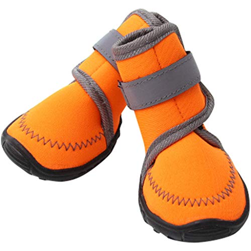 PROTAURI Zapatos de Perro Botas de Perro Botas para Perros Zapatos para Mascotas Transpirable Antideslizante Deporte al Aire libre para Perro Pequeña Mediano Grande Rojo Naranja