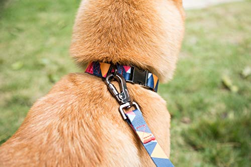 Puccybell Collar de Perro de Nylon en diseño geométrico, Collar clásico para Perros pequeños, medianos y Grandes HB006 (M, Azul Oscuro Colorido)