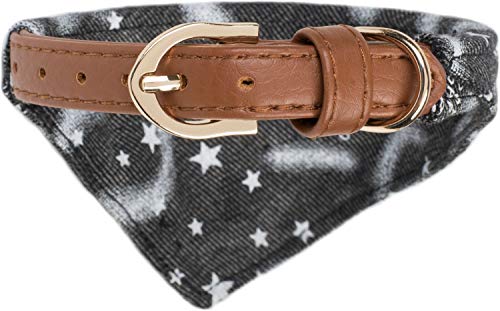 Puccybell HLS007 - Juego de Collar y Correa para Perros con diseño de Estrellas y pañuelo (1,2 m)