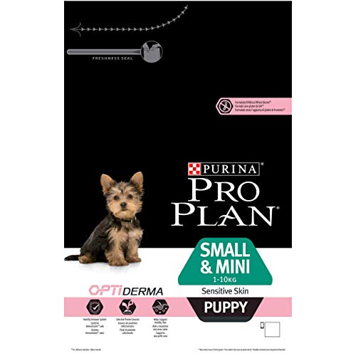 Purina Pro Plan Small & Mini Puppy, Salmón para cachorros de piel sensible, Pack de 4 x 3 Kg - Total 12 Kg