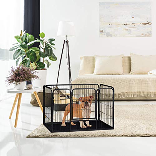 Relaxdays Jaula Perro, Cachorro y Animales Pequeños con Suelo para Interior y Exterior, Acero, Negro, 63 x 90 x 63 cm