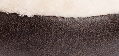 Rosewood Madera de Palisandro de Piel sintética Tela de Peluche Perro Oval Cama, marrón/Crema