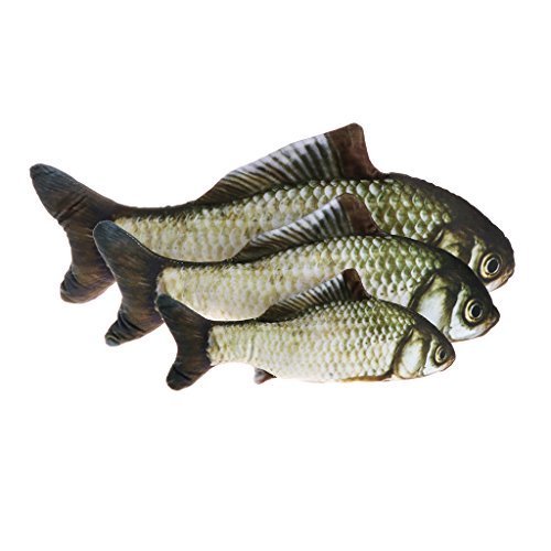 Rtengtunn 3D Soft Pet Supplies Cat Plush Fish Relleno de Menta Gatito Interactivo Juguete para Masticar - 20cm